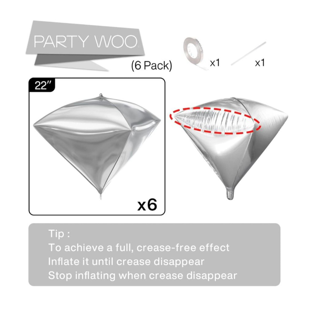 PartyWoo Balloons,Party Decor,Silver,22" - Picture 5 of 6